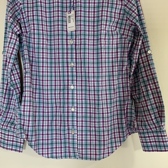 NWT. Peter Millar Small Button Front Roll-tab Long  Sleeve Plaid Shirt. - Picture 6 of 11